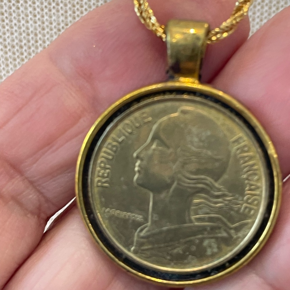 French 1 inch coin necklace